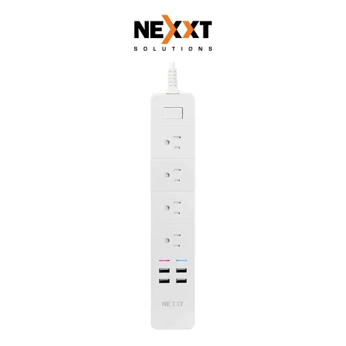 Extensión inteligente Wi-Fi Nexxt 4 tomacorrientes universales y 4 puertos de carga USB 220V 1.8m